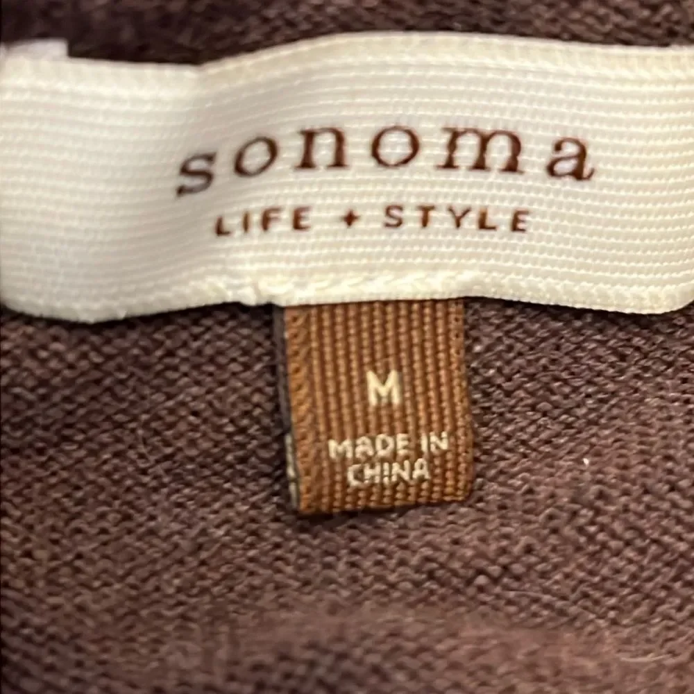 Sonoma Brown 100% Cotton Button-Down Cardigan | Size Medium - Picture 6 of 7